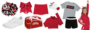 Accessories: Hair Bow, Briefs, Pom Pons, Socks, Halftop, Bag, Shoes, T-Shirt, Shorts, Warmup